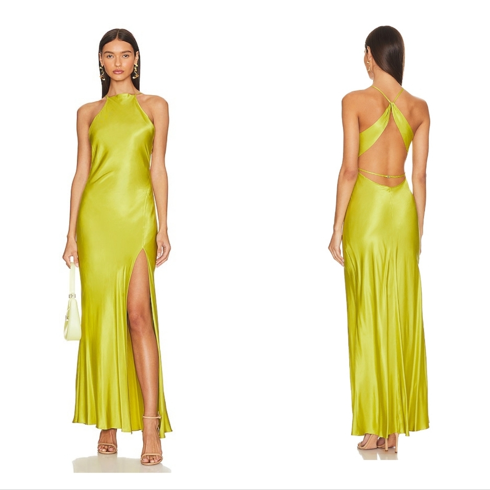 11. NWT BEC + BRIDGE TEREAA HALTER MAXI DRESS IN WASABI